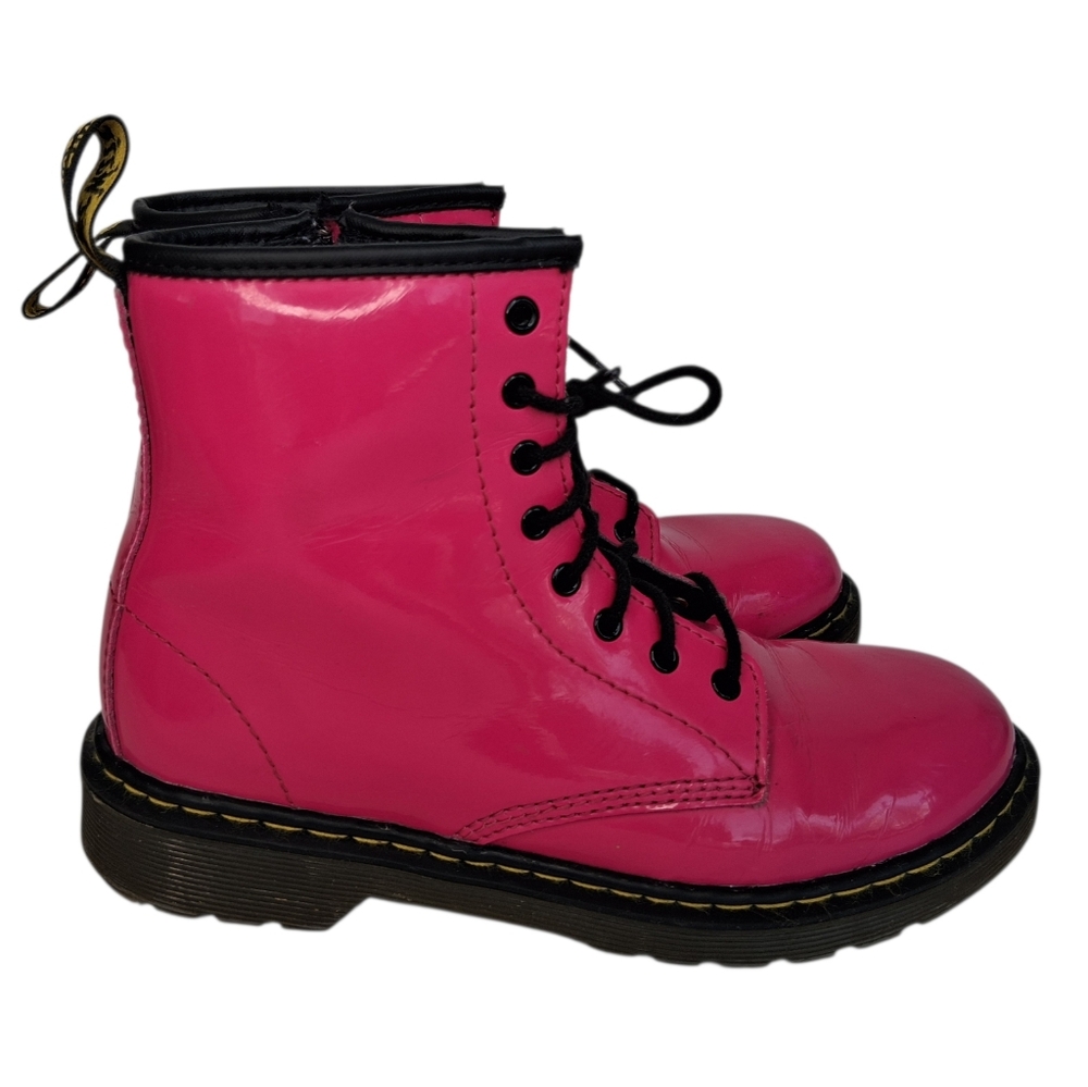 Dr. Martens Patent Leather Pink Lace-Up Combat Style Boots Womens Size 5 - Picture 2 of 7
